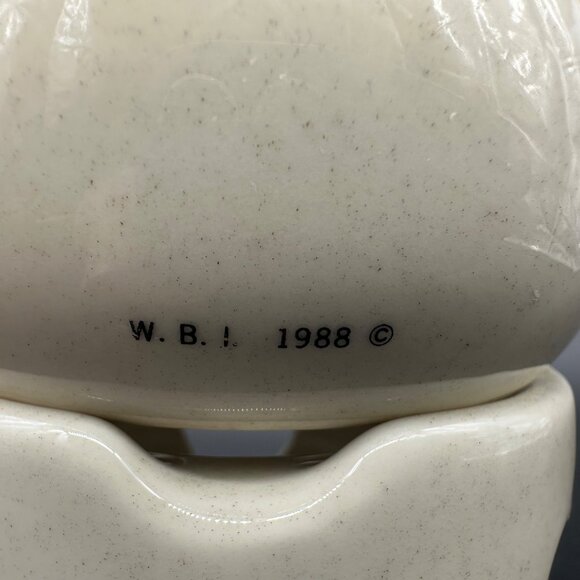 Vintage Potpourri Wax Warmer Heart Cutouts Blue Bow Goose 1980s Ceramic Cottage - Picture 9 of 11